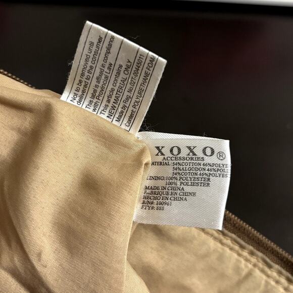 XOXO Monogram Jacquard Shoulder Bag Purse Brown Tan Trashy Y2k McBling Retro - Picture 7 of 10